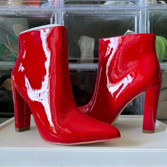 Amazon Shoes - NWOT Red Patent Leather Booties